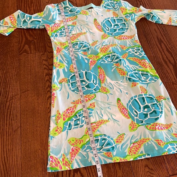 NWOT ANA CLARE women’s sea turtle print shift dress 3/4 sleeve summer beach Med - Picture 10 of 10